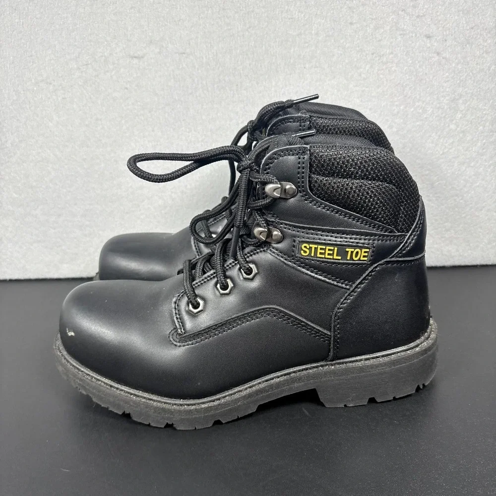 Brahma Gus Men's Steel Toe Work Boots Size 7 W Wide Black Safety Shoes 6
